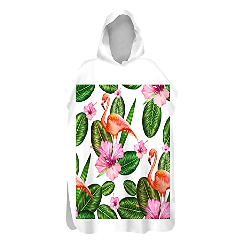 Treers Poncho Surf con Cappuccio, Microfibra Asciugatura Rapida Poncho Cambiare Spogliatoio Accappatoio per Adulto Uomini Donne Bambino Ideale per Il Nuoto, Le Immersioni (60x100cm,Foglia di Banana)