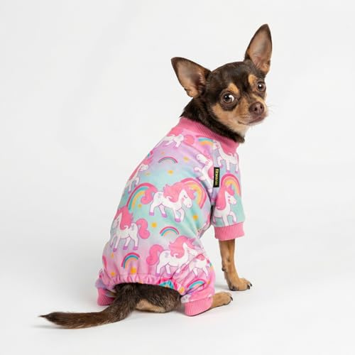 Image of Fitwarm Dreamy Unicorn Fleece Dog Pajamas, Fairy Winter Clothes for Small Dogs Girl, Cozy Pet Onesie, Pink, Blue, Large