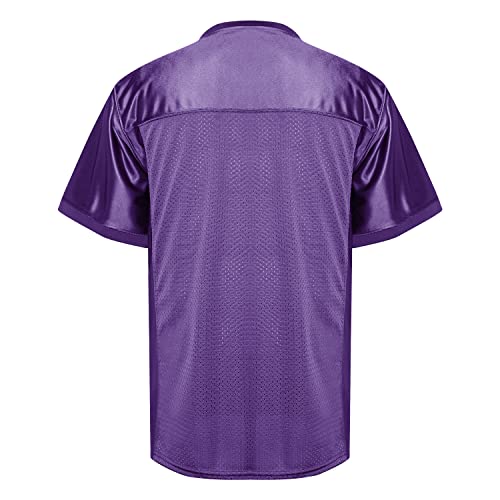 MESOSPERO Blank Football Jersey,Men's 90s Hip Hop for Party Practice Sports T-Shirt Black White Red Green S-3XL(#Blank-Purple,3X-Large) — view 3