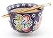 Happy Sales HSRB-PURFLR, Multi Purpose 5"D Ramen Udon Soba Pho Noodle Donburi Rice Tayo Bowl with Chopsticks, Purple Floral