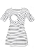 Bearsland Women's 3 Packs Maternity Nursing Tops Short Sleeve Breastfeeding Shirts,blagrablublawhistripe,M