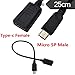 Qaoquda USB C to Micro USB Cable, USB Type C (USB-C) Female to Micro USB Male Charge Cable Adapter Converter Cord for MacBook Pro, Laptop, Android Devices(Only for Charging) (Type C F/Micro M)