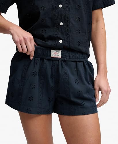 Superdry Cotton Broderie Beach Shorts Pantalones, Eclipse Navy, 42W Unisex Adulto