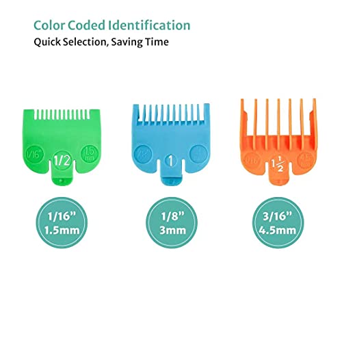 3 Professional Hair Clipper Guards Cutting Guides Fits For Most Wahl Clippers, Color Coded Clipper Combs Replacement - Guard Number: #1/2, 1 And #1 1/2 (Length: 1/16 Inch, 1/8 Inch And 3/16 Inch) #TOP2