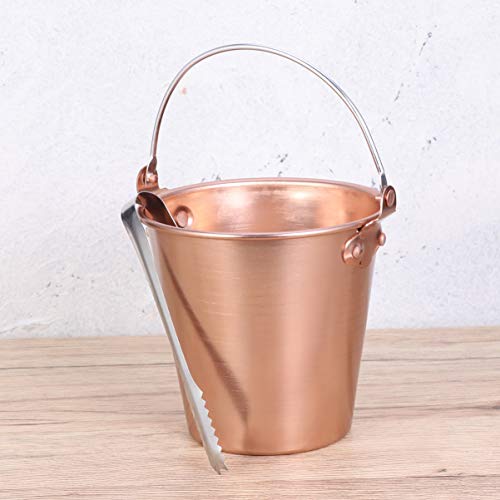 Stainless Mini Tin Pail Steel Round Ice Bucket With Handle 1. 25L Wine Cooler Metal Tin Buckets Pails Champagne Ice Bucket Wine Bottle Chiller Whisky Wine Galvanized Bucket Cooler Small Metal Bucket #TOP2