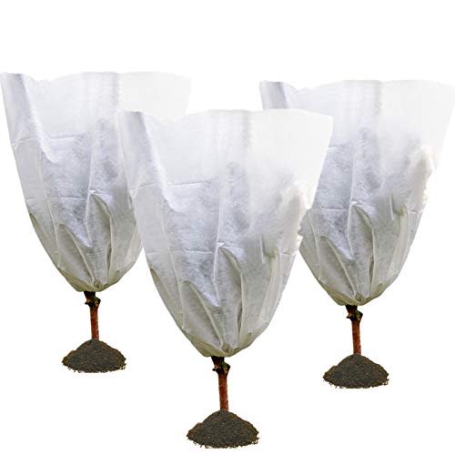 JYCAR Paquete de 3 bolsas de protección para plantas con cordón de invierno, bolsa de protección contra heladas, manta de tela para proteger árboles frutales y plantas en macetas de congelación Cover