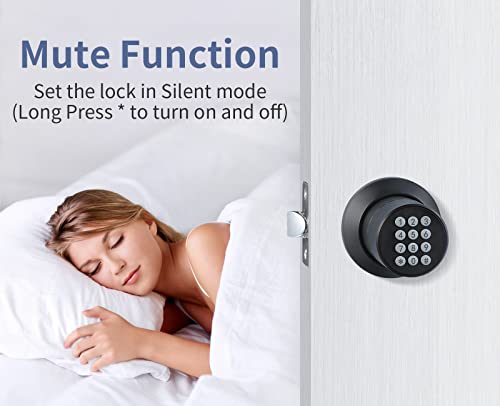 Mesaidfamiy Keyless Entry Door Lock With Keypad -Smart Digial Door Knob-Anti Pry Code Door Knob With 2 Keys-Auto Lock-Easy Installation (Matte Black) #TOP3