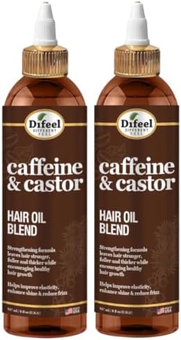Difeel Caffeine & Castor Hair Oil Blend 8 oz.(PACK OF 2)