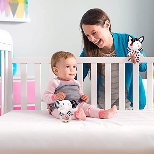 Newborn Hanging Rattles Toys 0-3 Months, High Contrast Black And White Elephant Fox Plush Rattle Toy Infant Stroller Toys Baby Rattle Toys 0 3 6 12 Months, 2Pcs (Multi) #TOP3