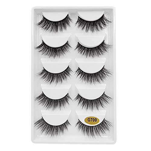 Preisvergleich Produktbild 5 Paar Lange 3D Falsche Künstliche Wimpern Dick Natürlich Schwarz Eyelashes Wimpernverlängerung Make-up,Xmansky 1.2cm 100% Nerzpelz Falsche Wimpern,Geeignet für die Arbeit / Dating / Party