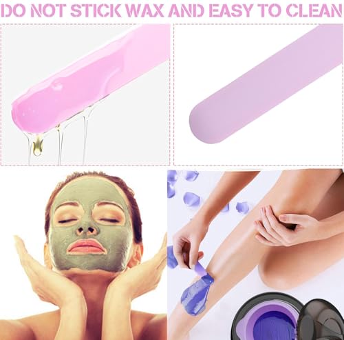 Image of 6Pcs silicone wax applicator Non-stick Waxing Applicator Hair Removal Sticks Applicator Spatula Reusable Hard Wax Scraper for Home Salon Body Use (4pc purple)