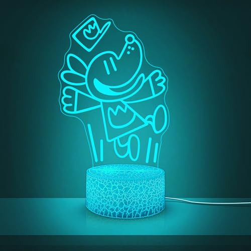 Image of Officially Licensed Dog Man Night Light - 7 Color LED 3D Illusion Lamp with Removable Base & USB /Battery Power, Kids Bedroom Decor, Book & Movie Fan Birthday Christmas Gift for Boys & Girls