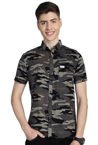 Image of Majestic Man Men Cotton Checkered Half Sleeve Slim Fit Casual Shirt