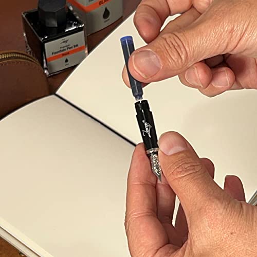 Zenzoi Fountain Pen Ink Cartridge Refills- 24 Bulk Premium Blue Case- Professional Grade, International Size, Non-Toxic Ink- Smooth, Blotch-Free Writing For Luxury Pens – German Nibs (Blue) #TOP3