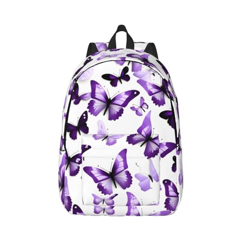 Mochila al aire libre con diseño de mariposas moradas para tus rutas de fin de semana