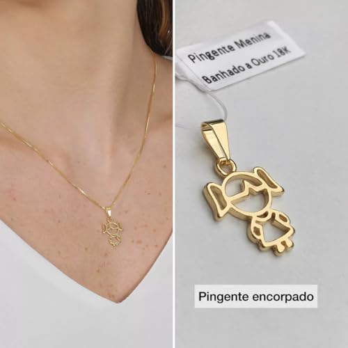 Colar Mãe Pingente 1 Menina Filha Banhado A Ouro 18k