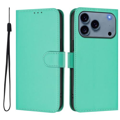 Étui portefeuille iPhone 17 Pro Max vert avec rabat magnétique