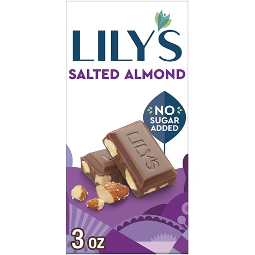 LILY'S Salted Almond Milk Chocolate Style No Sugar Added, Sweets Bar, 3 oz