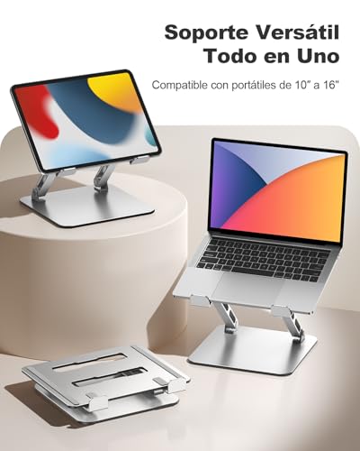 Miniatura 7 de Babacom Soporte Portatil Mesa - Refrigeración Laptop Stand Ergonómico Con Doble Varilla Ajustable, Elevador Portatil Compatible Con Macbook Air Pro Y Otros 10-15.6 Portátiles Tabletas Libros