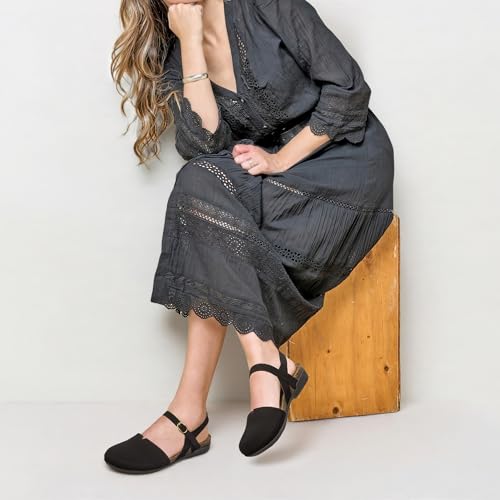 Image of PARTY Closed Toe Sandals Women, Barefoot Arch Support Flat Sandals for Office Work and Travel with Comfortable Cork Footbed