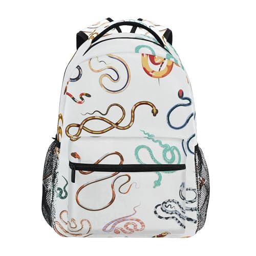 Various Snakes Backpack for Boys Girls Teens, Kids Bookbag Laptop Tablet Travel School Bag with Name Tag