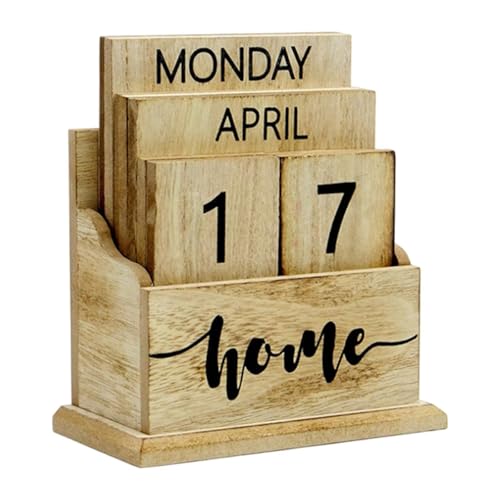 Calendrier perpetuel bois vintage rustique deco bureau maison