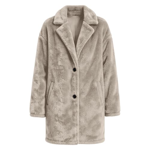 Sherpa Jacket Women Fluffy Sherpa Coat Fuzzy Button Down Cardigan Beige M - image 4