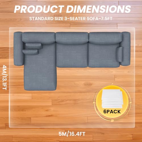 Yimomoyi Set of 6 Protective Film Painter 4 x 5 m Transparent Tarpaulin Construction Film Transparent Dust Protection Film All-Purpose Film Painter's Tarpaulin Cover Film for Renovation and Moving - Image 2