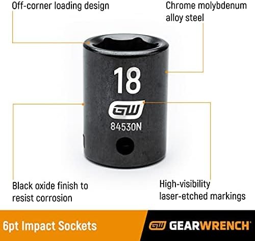 GEARWRENCH 39 Piece 1/2inch Drive 6 Point Impact Socket Set, Standard & Deep, Metric - 84948N - Image 2