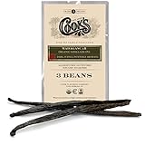 3 Organic Madagascar Whole Vanilla Beans, Grade A Vanilla Pods, Premium Vanilla Beans for Making Extract & Baking - Cook’s