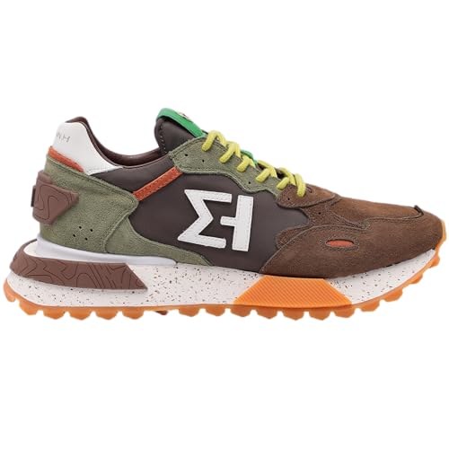 ELHANN.H Der NSJ358 ist EIN moderner Sneaker aus Leder und Nylon.Braun 36