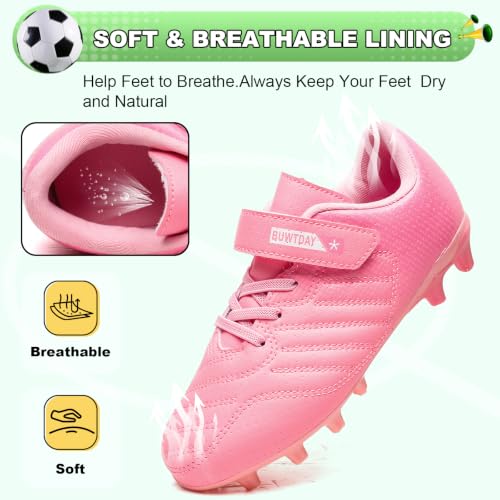Image of Kids Soccer Cleats Boys Girls Athletic Outdoor Firm Ground Football Shoes | Youth Training Baseball Shoes for Little /Big Kid