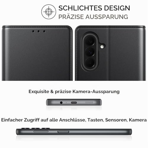 Peakally Handyhülle für Samsung Galaxy A37 5G Hülle [Mit 1 Stück Panzer Schutz Glas] [3 Kartenfach] [Premium PU Leder] [RFID-Blockierung]… – Ansicht 6
