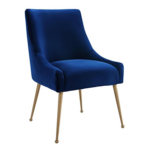 Tov Furniture The Beatrix Collection Modern Style Living Room Velvet Upholstered Side Chair, Navy