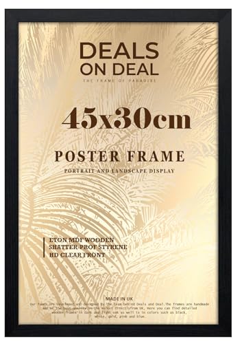 DEALS ON DEAL® Poster Frame 45x30 cm Photo Picture Frame Jigsaw Puzzle | Mdf Wooden 45 x 30 cm | Large 450 x 300 mm | for Home Office Livingroom-Black