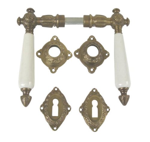 Zimmer- Türklinken Messing antik Gründerzeit Jugendstil 3-BB-AW