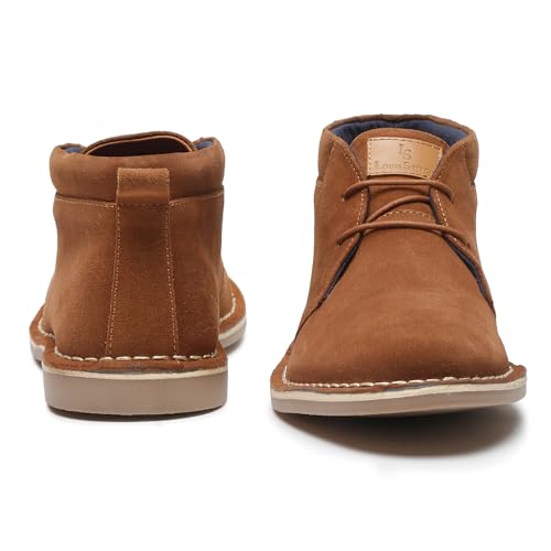 Image of LOUIS STITCH Chukka Boots For Men| Suede Leather Boots for Men| High Ankle Casual Boot | Casual Office & Trekking Shoes | Hiking Boots for Men | Stitch Down Desert Boots |Size-UK012 Tan SDSUCKCUTN