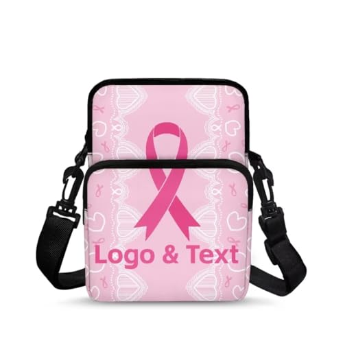 Image of Crossbody Bag for Women Sling Purse Pink Ribbon Cell Phone Holder with Straps