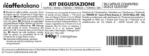 Il Caffé Italiano Coffee | Capsules Compatible with Nescafe Dolce Gusto | Certified Genuine Tour D’Italia Variety Pack | 96 Espresso Pods | Made in Italy | Happiness Guaranteed