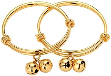 Ethlyn 18K Gold Plated Baby Boys Girls Bells Foot Bangles Bracelets Anklets Birthday Present for toddlers