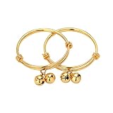 Ethlyn 18K Gold Plated Baby Boys Girls Bells Foot Bangles Bracelets Anklets Birthday Present for tod