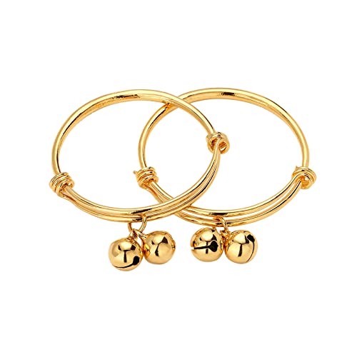 Ethlyn 18K Gold Plated Baby Boys Girls Bells Foot Bangles Bracelets Anklets Birthday Present For Toddlers #TOP2