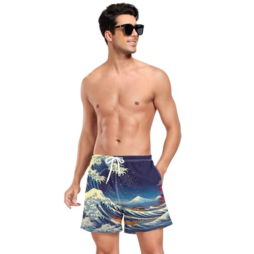 Great Wave Mens Swim Trunks, Quick Dry Mens Boardshorts, 4.7 Inches Inseam Mens Bathing Suits with Mesh Lining（805）3