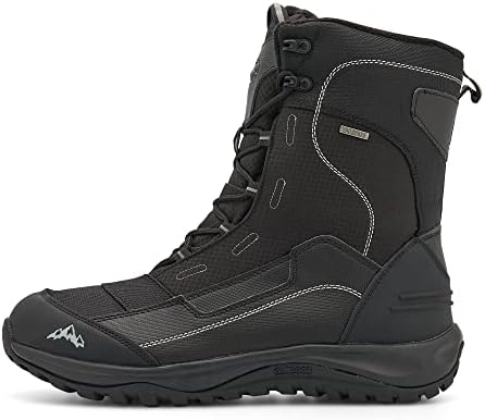 rewvxmy Men's Snow Boots Winter Waterproof Outdoor Warm Mid Calf Boot Non-Slip Rubber Outsole Outdoor Climbing Shoes (Black White 12.5)