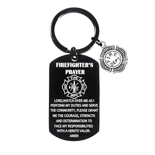 Hgreiwgk Llavero de bombero, regalos para hombres, accesorios de bomberos, regalos de bomberos para hombres, regalos de bomberos para bomberos, oración, Navidad, cumpleaños, regalos de San Valentín