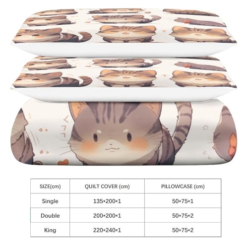Linge de lit chat British Shorthair 3D housse de couette 200x200 taie d'oreiller parure animaux