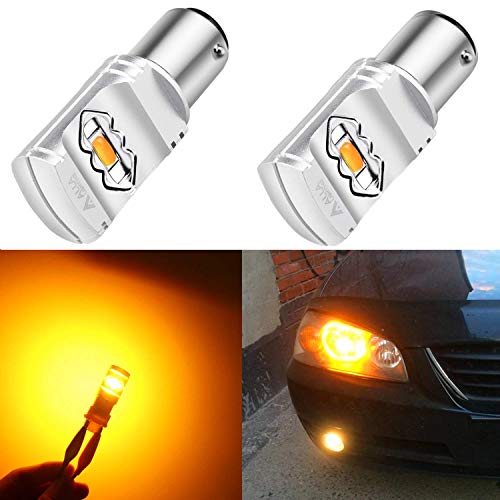 Alla Lighting 3800lm BAY15D 1157 Amber Yellow LED Bulbs Turn Signal Lights, Xtreme Super Bright 2357 3496 1157NA 2057 ETI 56-SMD 12V for Cars, Trucks Motorcycle Blinker Lamps Upgrade