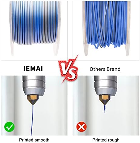 IEMAI Dual Color Silk PLA Filament 1.75mm, 3D Printer Filament PLA, Multicolor Like Rainbow Filament PLA 1Kg Spool,3D Printing Filament, Silk PLA Blue + Silver