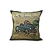 Copricuscino Imbottito 45,7 x 45,7 cm/45cmx45 cm Retro Style Transport Series Moto Bicicletta Auto Triciclo Aereo in Cotone e Lino Cuscino per Divano my-t1010 – 01#03-Car