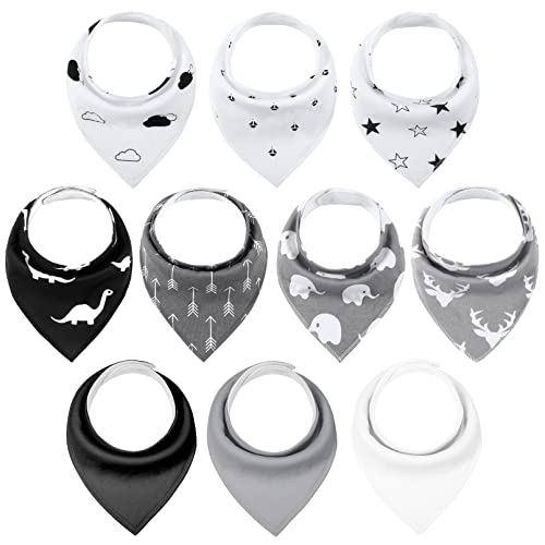 Image of Yoofoss Baby Bibs 10 Pack Soft and Absorbent Baby Bandana Drool Bibs for Boys Girls